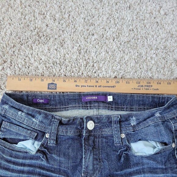 Vigoss Capri Jeans Womens 7 Distressed Embroidered - Picture 2 of 9